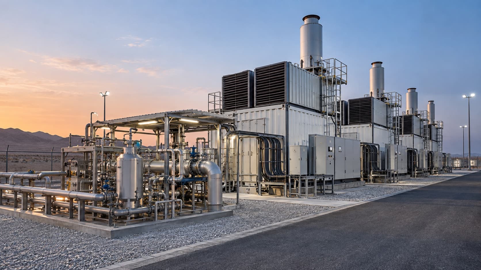 Modular gas power plant with gas conditioning and electrical infrastructure