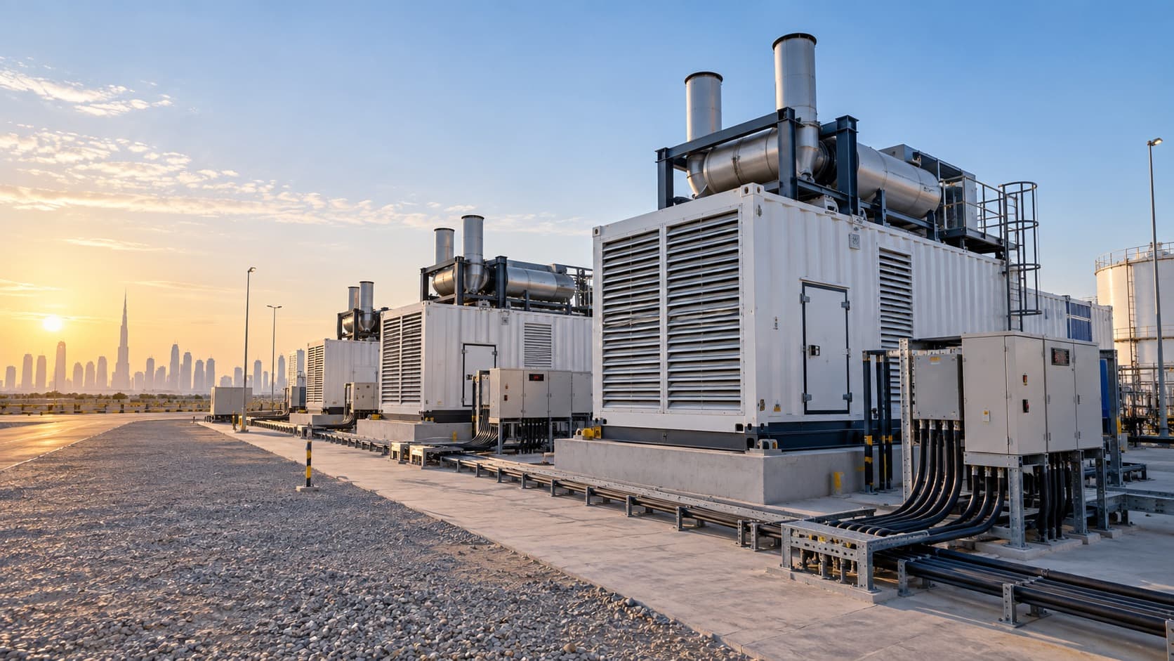 Modular containerised power plant with electrical infrastructure in Dubai
