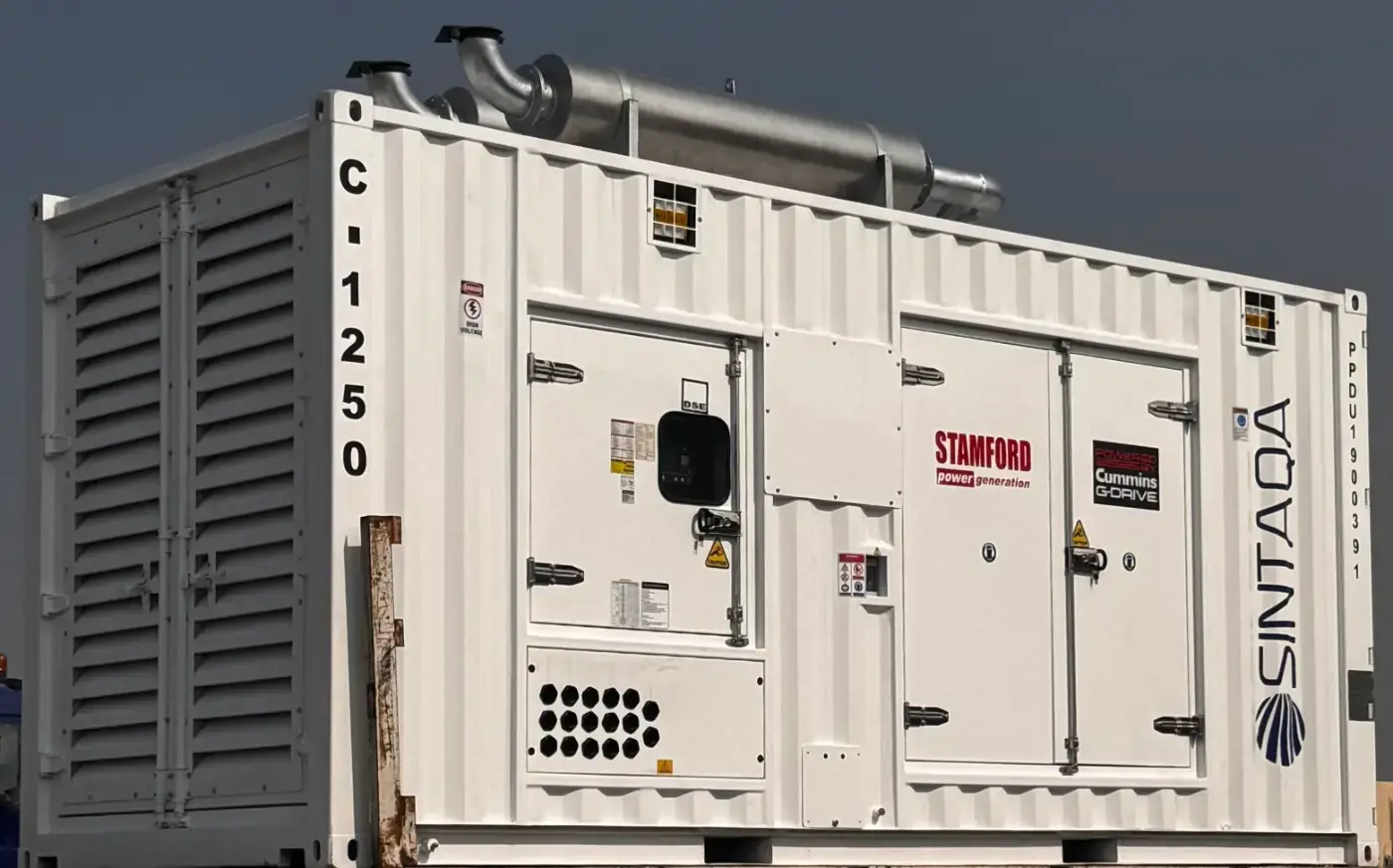 SINTAQA C1250 containerised generator with Cummins engine and Stamford alternator